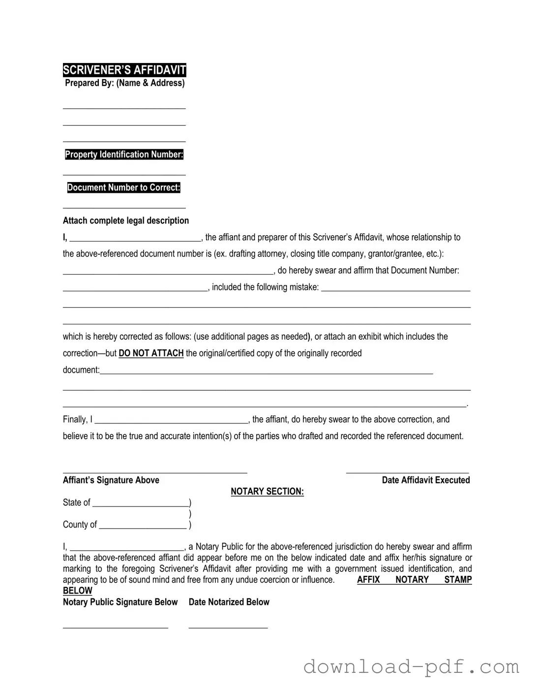Get Scrivener's Affidavit Template in PDF