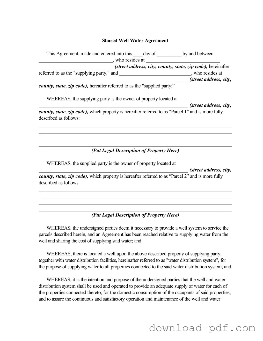 Get Shared Well Agreement Template in PDF