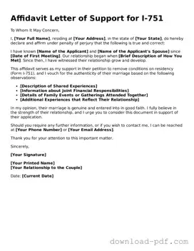 Free Affidavit Letter of Support for I-751 Template