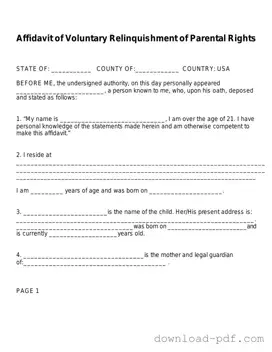Get Affidavit Parental Rights Template in PDF