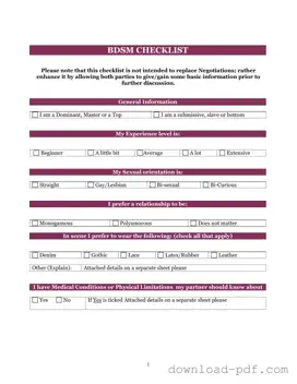 Get Bdsm Checklist Template in PDF