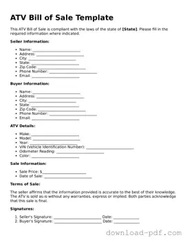 Free ATV Bill of Sale Template