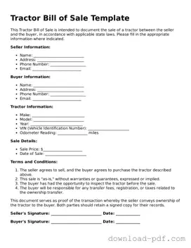 Free Tractor Bill of Sale Template
