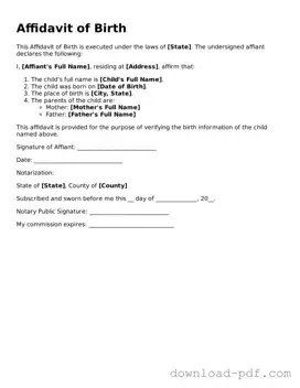 Free Affidavit of Birth Template