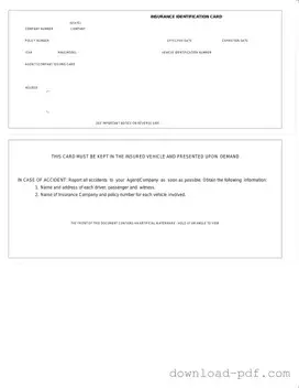 Get Auto Insurance Card Template in PDF