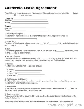 California Lease Agreement Document