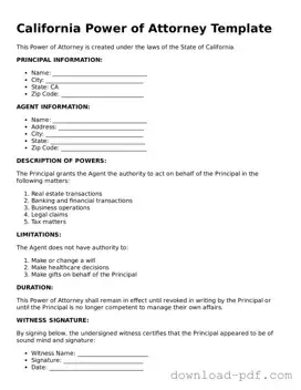California Power of Attorney Document
