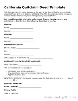 California Quitclaim Deed Document