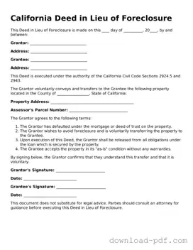 California Deed in Lieu of Foreclosure Document