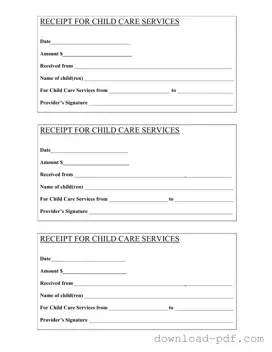 Get Childcare Receipt Template in PDF