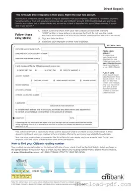 Get Citibank Direct Deposit Template in PDF