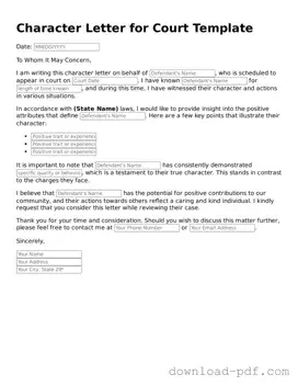 Free Character Letter for Court Template