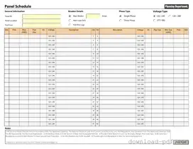 Get Electrical Panel Schedule Template in PDF