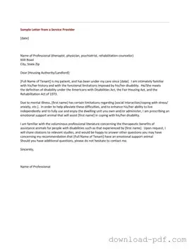 Get Emotional Support Animal Letter Template in PDF