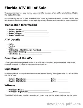 Florida ATV Bill of Sale Document