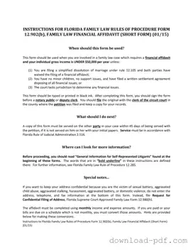 Get Florida Financial Affidavit Short 12.902(b) Template in PDF