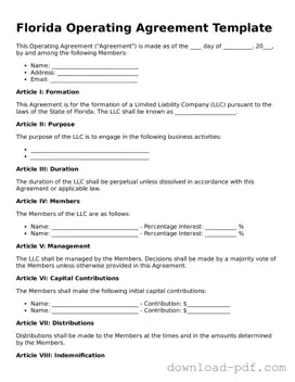 Florida Operating Agreement Document