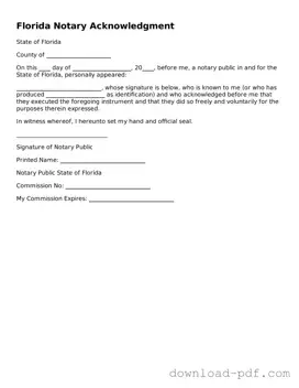 Florida Notary Acknowledgement Document