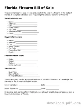 Florida Firearm Bill of Sale Document