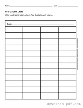 Get Four Column Chart Template in PDF