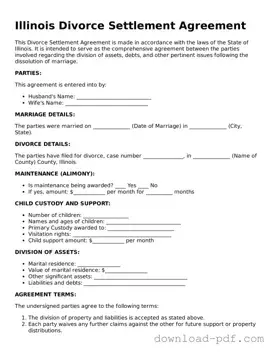 Illinois Divorce Settlement Agreement Document