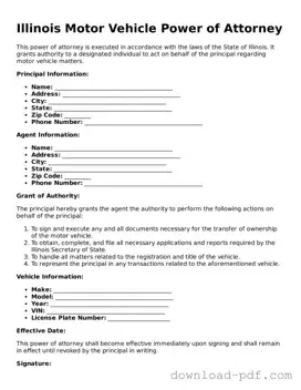 Illinois Motor Vehicle Power of Attorney Document