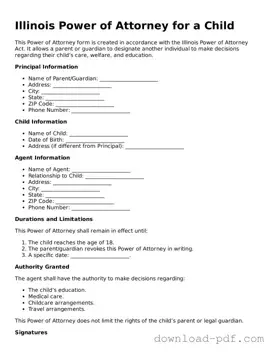 Illinois Power of Attorney for a Child Document