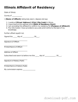 Illinois Affidavit of Residency Document