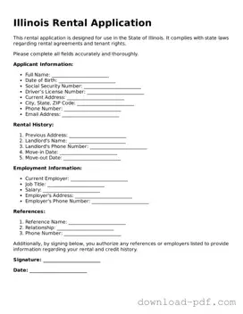 Illinois Rental Application Document