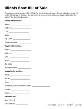Illinois Boat Bill of Sale Document