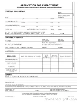 Get Employment Application Pdf Template in PDF