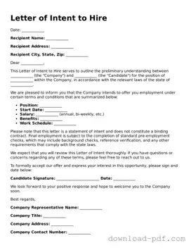 Free Letter of Intent to Hire Template