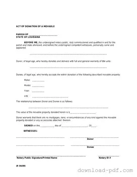 Get Louisiana act of donation Template in PDF