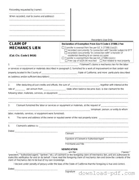 Get Mechanics Lien California Template in PDF
