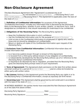 Free Non-disclosure Agreement Template