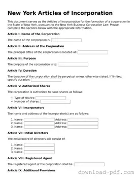 New York Articles of Incorporation Document