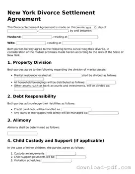 New York Divorce Settlement Agreement Document