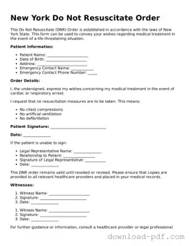 New York Do Not Resuscitate Order Document