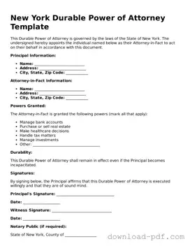 New York Durable Power of Attorney Document
