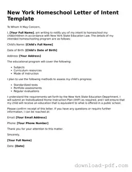 New York Homeschool Letter of Intent Document