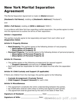 New York Marital Separation Agreement Document