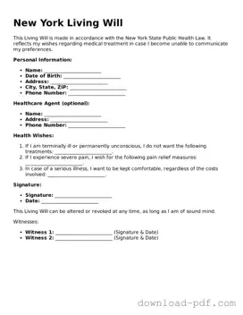 New York Living Will Document