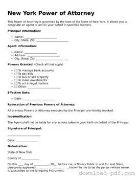 New York Power of Attorney Document