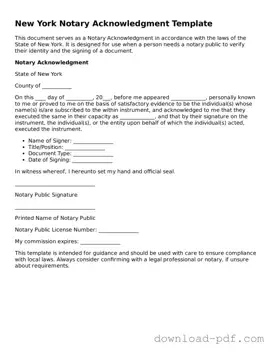 New York Notary Acknowledgement Document