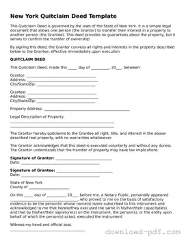 New York Quitclaim Deed Document