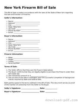New York Firearm Bill of Sale Document