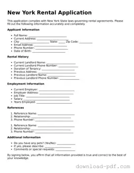 New York Rental Application Document