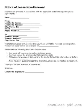 Free Notice of Lease Non-Renewal Template