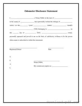 Get Notarized Odometer Statement Template in PDF