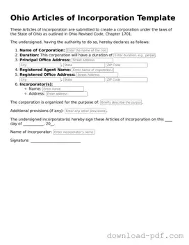 Ohio Articles of Incorporation Document